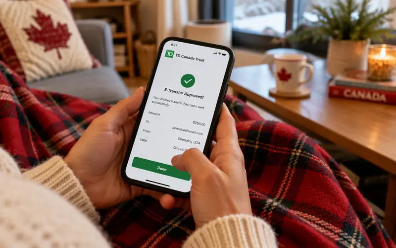 Canadian player approving an Interac e-Transfer casino deposit in a banking app